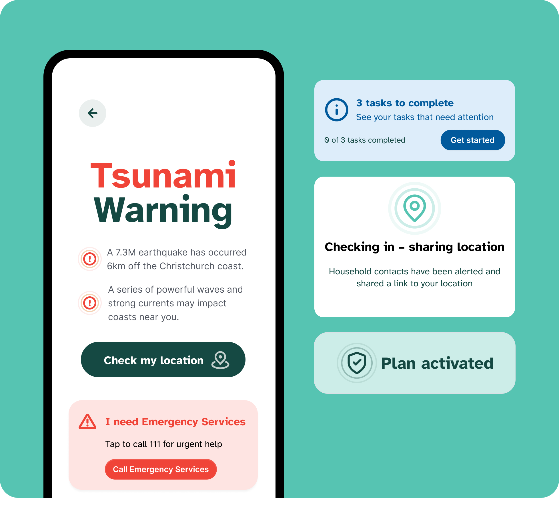 Stay connecte and informed Tsunami warning screen